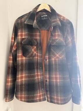Dakine Men's Fleece Snap Front Plaid Work Shirt Jacket | Size Large